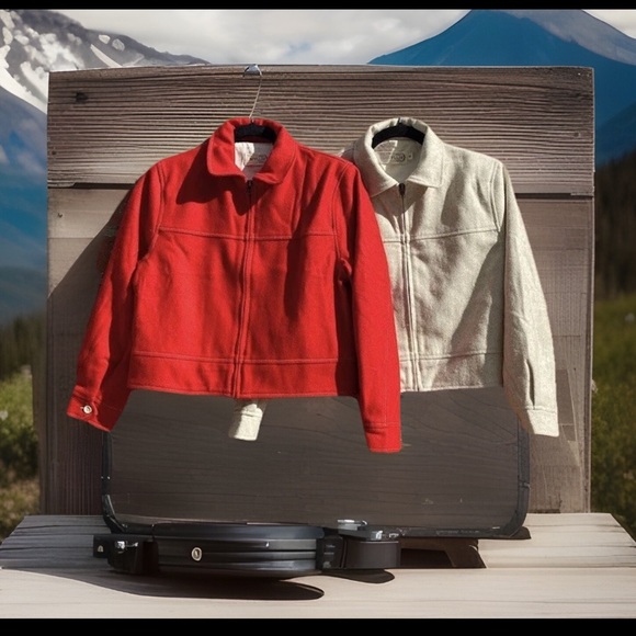 Rare Wyllis Clothing Cherry Red Cropped Wool Zanzi Pilot Jacket Western Chic - Picture 2 of 16